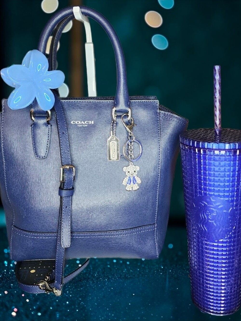 Coach Saffiano Mini Tanner Crossbody Bag With Starbucks Tumbler